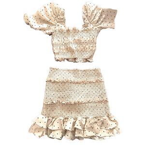 LOVE TREE Smocked Polka Dot Skirt Set Sz‎ Small